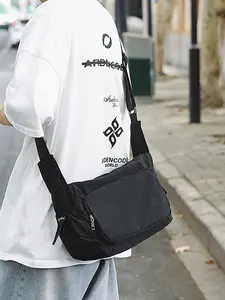 1pc Men's single shoulder tote bag, Minimalist shoulder bag, solid color crossbody bag, zipper closure, simple, casual, versatile, suitable for daily work, commuting, students, school, shopping, short distance travel