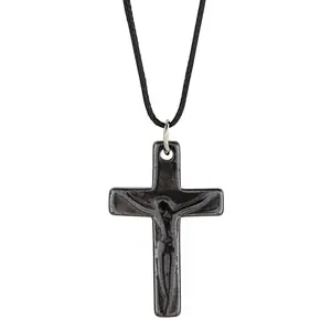 Hematite Crucifix Pendant with Cord