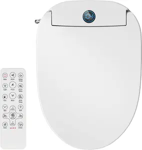 Bidet Toilet Seat Elongated, Electric Smart Heated Toilet Seat with Instant Warm Water & Dryer, Multiple Cleaning Modes, Remote Control, Self-Clean Nozzle, Soft Closed, Night Light