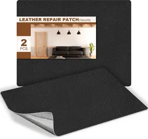 Leather Repair Kit for Furniture, 2 PCS Black Leather Patches Car Interior, 8×11in Self Adhesive Waterproof Fabric Leather Seat Repair Patch for Cars, Motorcycle, Leather Couch Repair Tape