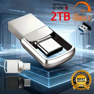 2TB Flash Drive USB3.2 Ultra Speed Metal U Disk Type C Memory Stick Waterproof SSD Storage Portable For PC Phone Data Transfer usb drive