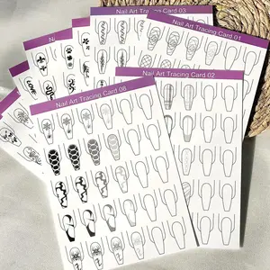 Mixed Styles Nail Art Training Card, 10pcs Reusable Nail Art Designing Card, False Nail Practicing Card, Nail Art Tracing Cards, Nail Art Tool for Beginners, Ideal for Beginners, Nail Art Patterns, Unique Designs, Support for Trainees, Diverse Designs