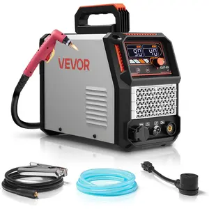 VEVOR Plasma Cutter, 65A Non-Touch Pilot Arc Plasma Cutting Machine Non-High Frequency - with 2T/4T Function & Adjustable PT Time, 110V/220V Dual Voltage Digital Display IGBT Inverter