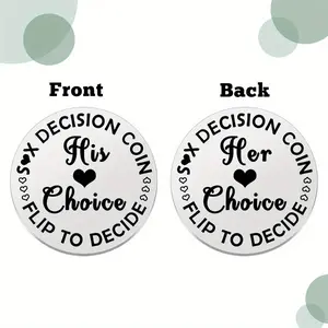 Couple Coin, 1 Count Decision Coin, Double Sided Decision Coin, Party Gift for Boyfriend & Girlfriend, Anniversary Gift, Birthday Gift