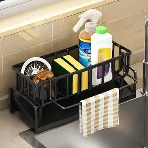 Kitchen Sink Drying Rack Multifunctional Storage  Sink Caddy, Multifunctional Durable Cleaning Tool Organizer, Kitchen and Bathroom Household Organizer with Hanging Design & Waterproof Steel for Home Use