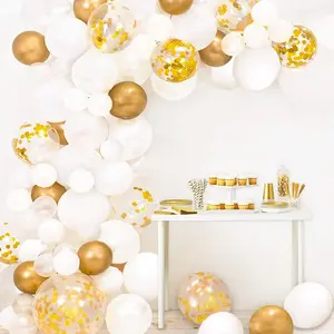 108pcs White Gold Balloon Garland Arch Kit 5, 10 Inch 12" White Gold Confetti Balloons Set for Birthday Shower Wedding Graduation Mother's Day Christmas Party Decorations