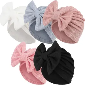 Newborn Baby Girl Hats with Bow Toddler Infant Beanie Cap Hospital Kid 3-12 Months