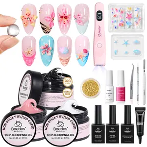 【Exclusive to TikTok】Beetles Solid Builder Gel Polish Kit - with UV Lamp and Nail Form Non Sticky Nails Art Design Nail Art DIY at Home Easter Nail Designs Spring FloralNails VacationNails   newyearnewme valentinesday