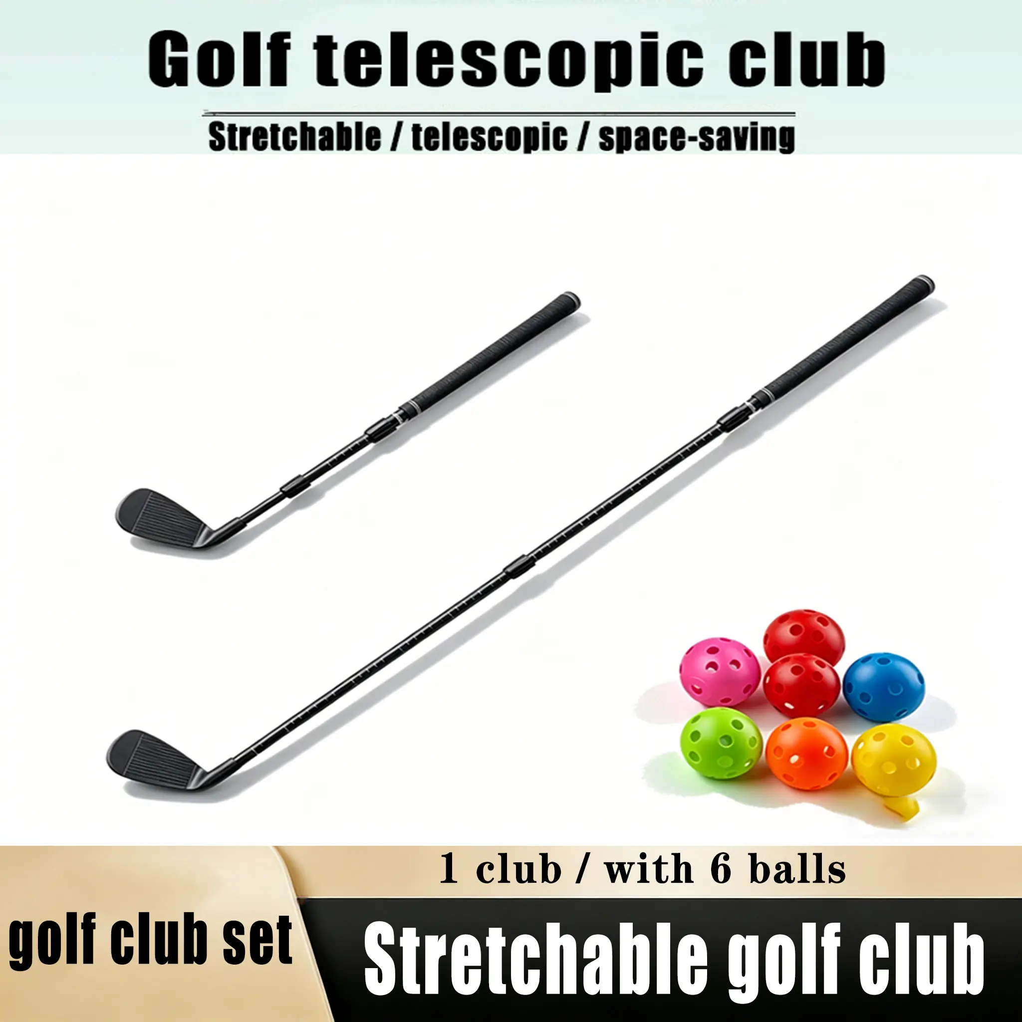 Telescopic Golf Club Chipper with Adjustable Length, Lightweight Aluminum Alloy, Height-Adjustable for Adults & All Ages, Portable for Indoor/Outdoor Use