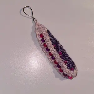 Crochet beaded keychain wristlet