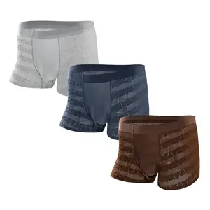 Men's Premium Seersucker Boxer Briefs 3 Pack Seamless Design Lace Panel Moisture Wicking Breathable Elastic Fit