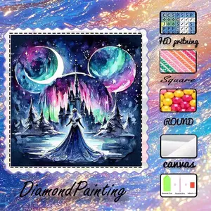 DIY 5D flocking fabric diamond painting craft kit, Stylish embroidery, AB rhinestones, crystal rhinestones, castle, woman, planet diamond embroidery, special technique diamond art kit, wall decoration, gift for family, loved ones, and friends