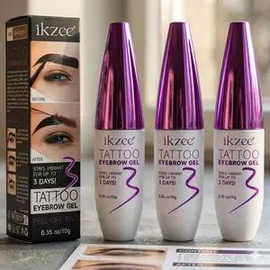 3 Counts, Eyebrow Makeup Products, Tattoo Eyebrow Gel Peel-Off Tint with Up to 3 Days Wear, Waterproof, Smudge-Proof, Transfer-Resistant, Stays Through Sweat, Rain, Sleep. Choose Three Natural Shades: 01 Dark Brown, 02 Light Brown