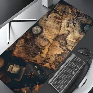 Vintage Pirate Map Pattern Mouse Pad, Rectangle Gaming Mouse Pad, Non-slip Rubber Pad, Office Desk Keyboard Mouse Pad, Desk Accessories for Home Office Game Room Desk