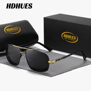 HDHUES unisex polarized sunglasses, retro fashion glasses, metal frame, outdoor driving sunglasses