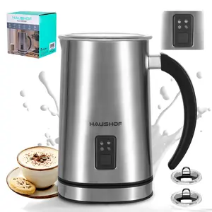 #fathersdaygift HAUSHOF Milk Frother, 4-in-1 Electric Milk Frother and Steamer, Large Capacity, Hot Chocolate Maker, Automatic Warm and Cold Foam Maker for Coffee, Latte, Macchiato, Cappuccino