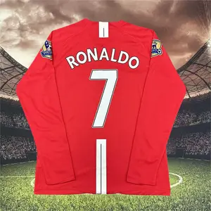 2007 2008 MUFC Home Retro Red No.7 Ronaldo Long Sleeved Soccer Jersey