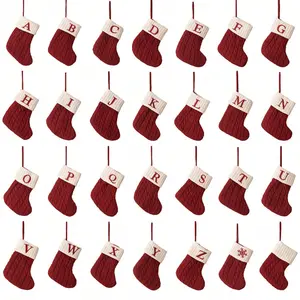 Christmas Socks Letter, New Year Knitted Christmas Tree Decorations, Home Christmas Gifts, Embroidered Initials, Fireplace Hanging Ornaments