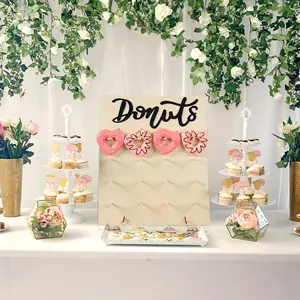 Wooden Donut Display Stand, 1 Set Donut Cake Display Stand, Cake Decorations for Wedding Birthday Festive Party, Flowers