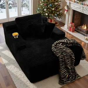 XIZZI 67 " Oversized Upholstered Sofa Bed with Cup Holders & Fluffy Plush Faux Fur Cloud Design for Living Room, Comfort Boneless love chair modern, lazy sofa bed, Lovesac Deep Seat, No assembly required