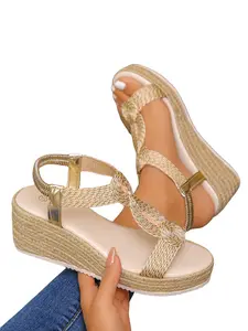 Women's Summer Essential Flat Sandals, Bohemian Sandals, Rope Wedge Sandals, Casual Wedge Sandal, Heeled Platform Sandals, Elegant Height Boost, Comfortable Non-Slip Sole, All-Season Wear, Casual Summer Footwear