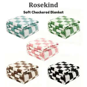 ROSEKIND Checkerboard Pattern Super Soft Throw Blanket  Checkered Design Lightweight Fuzzy Cozy Blankets for Sofa Chair Bed Ideal Gift for Lovers Women Men Friends Pets,Cloud Soft Knit for Instant Cool Relief Soft Flannel Fleece