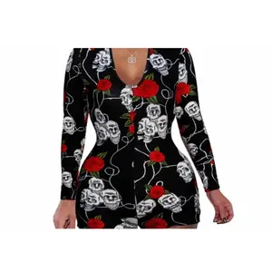 Women's Bones & Roses Onesie Polyester Womenswear