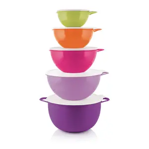 Tuppperware Thatsa Bowl Set - Airtight Plastic Tableware with Ergonomic Thumb Handle & Textured Interior - 600mL to 10L Sizes - Perfect for Prepping, Serving, and Storage