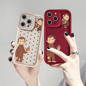 Cute Pink Monkey Phone Case Funny Monkey Design Shockproof Hard Cover For iPhone 11 12 13 14 15 16 17 Pro Max Plus E Air Mini Samsung S22 S23 24 25 26 Plus Ultra A 13 14 15 16 33 34 35 36 52 53 54 Note 20 Full-Cover Anti Slip Shockproof TPU Case