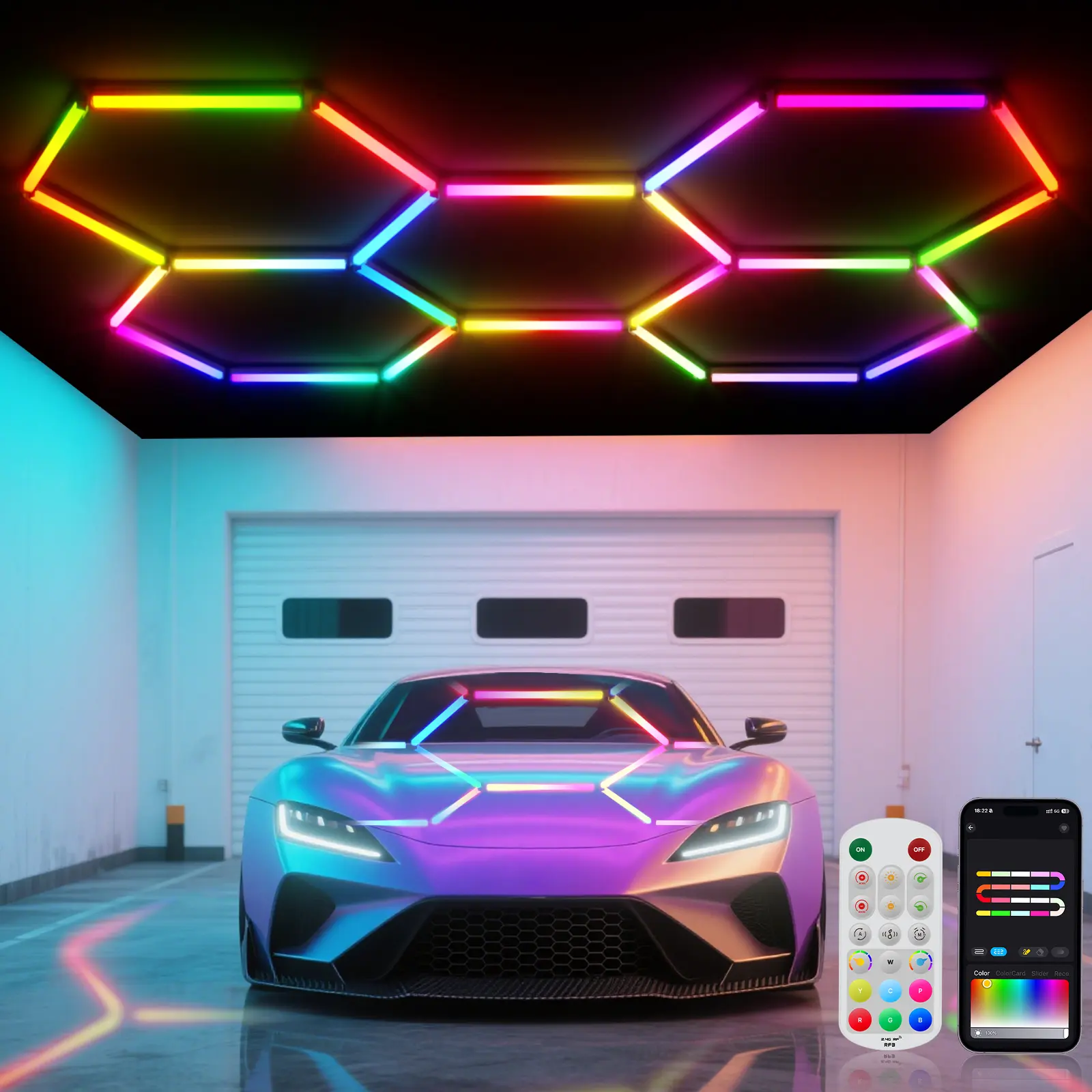 HYPERLITE RGB Hexagon Light Smart Modular Honeycomb Light App & Remote Control LED light Music Sync DIY Colors Ceiling light Gaming Room Party Office Garage Light LED Wall Decor light, Dealsforyoudays