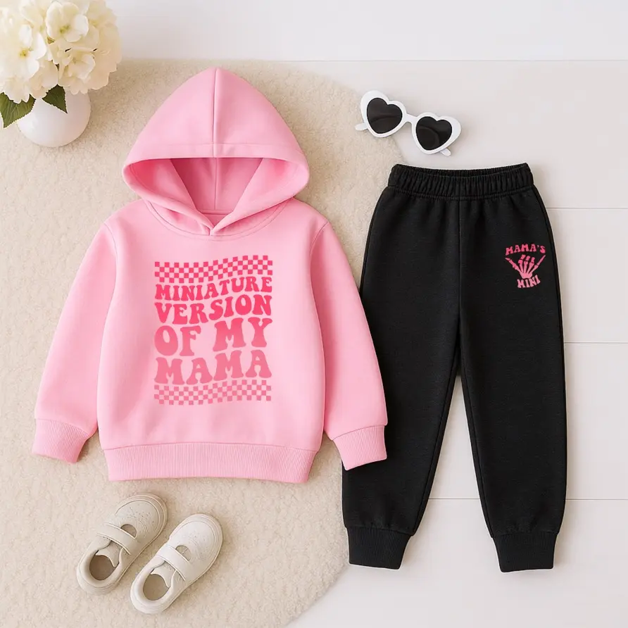 Girls' 2-Piece Fleece-Lined Tracksuit Set with Hooded Neck, Sporty Chic Sweatshirt & Tapered Pants, Casual Winter Girlclothes, Casual Sport, Tapered Cut, Thick Fleece, Coordinated Set, Kids Clothing Girls, Fitted Shape, 13-14Y(160), Athletic, Matching Set
