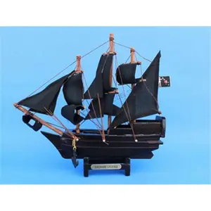 212 MAIN Handcrafted Wooden-Metal Blackbeard's Queen Anne's Revenge 7x2x6 in. Pirate Ship Model - Wooden Hull, Fully Assembled Dresser Decor, Room & Household Items Decor for Office/Commercial Furniture