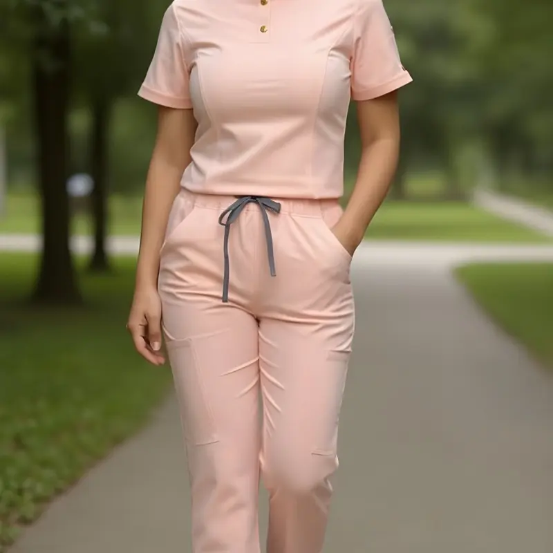 Miami Pink Edition Polycotton Spa Uniform for Estheticians Breathable Stretchy Fitted with Personalization Option Clothes Workwear Formal Womenswear