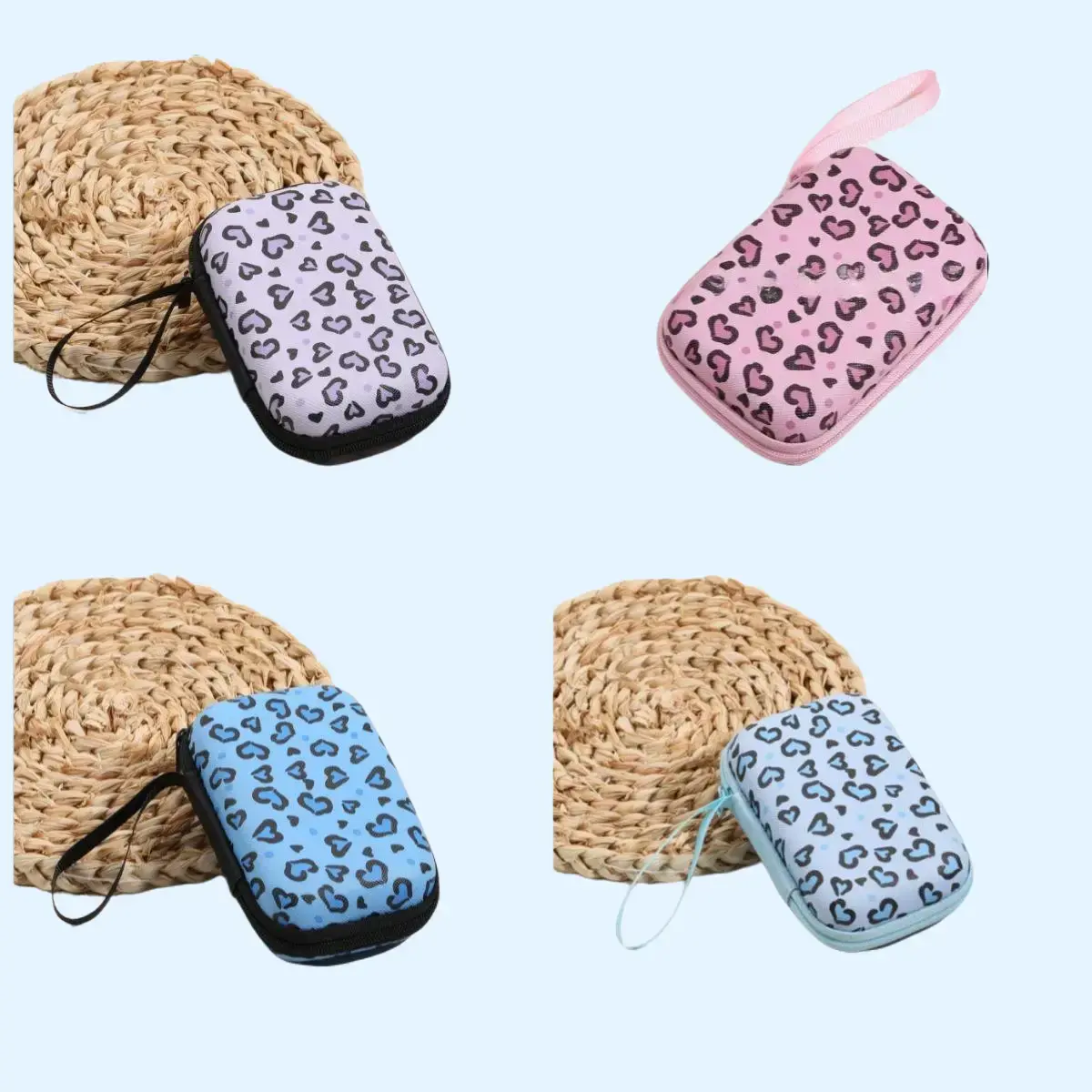 Hard Shell Storage Case in Pink Leopard Print, Impact-Proof & Lightweight Organizer for Earbuds, Cables, and Daily Commuting, Earphone Protective Cover