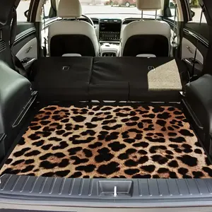 1pc Leopard Print Polyester SUV Trunk Liner Mat - Soft, Dustproof, Durable, Non-Slip, Machine Washable Fit Car Cargo Mat for All Vehicles, Trunk Mat for Suv, Vehicle Interior Accessory, Stylish Cargo Liner