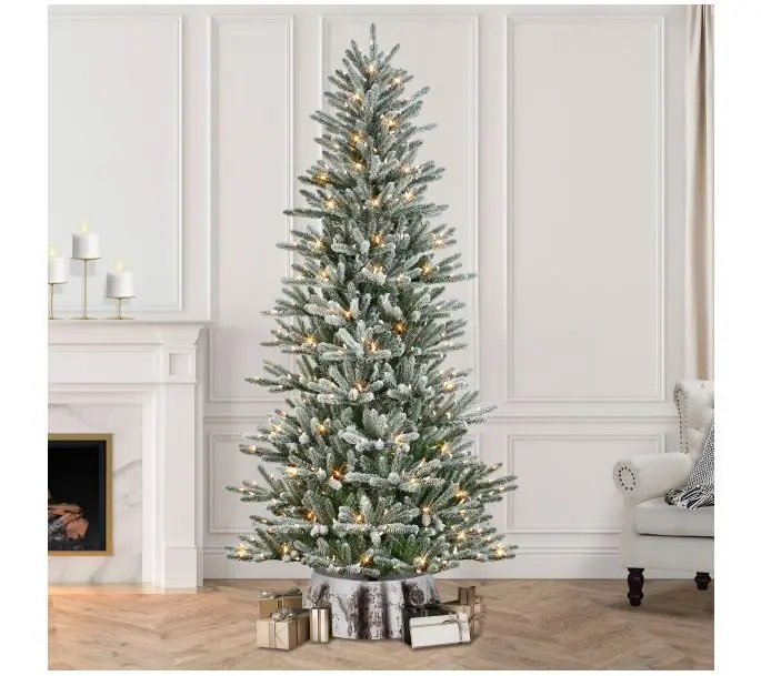 Puleo International 7.5' Flocked Franklin Fir Christmas Tree