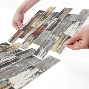 10/20PCS AST-L Herringbone Gilded Vintage Wood Grain PE Tile Stickers, Thick Frosted Waterproof Self-Adhesive Wall Decor