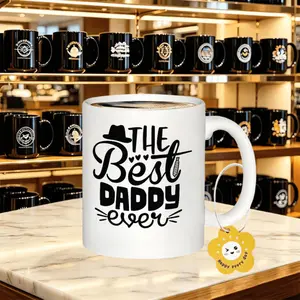 The Best Daddy Ever Logo Ceramic Coffee Mug Coffee Cup Tea Mug Christmas Gift Office Reusable Great for Holding Tea Milk Water a Charming Gift for Christmas And Durable for Office Daily Use