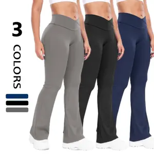 Women's Plain High Waist Sports Leggings, Leggings for Women, Wrap Flare Leg Pants, High Stretch Seamless Yoga Leggings, Back To School Outfits