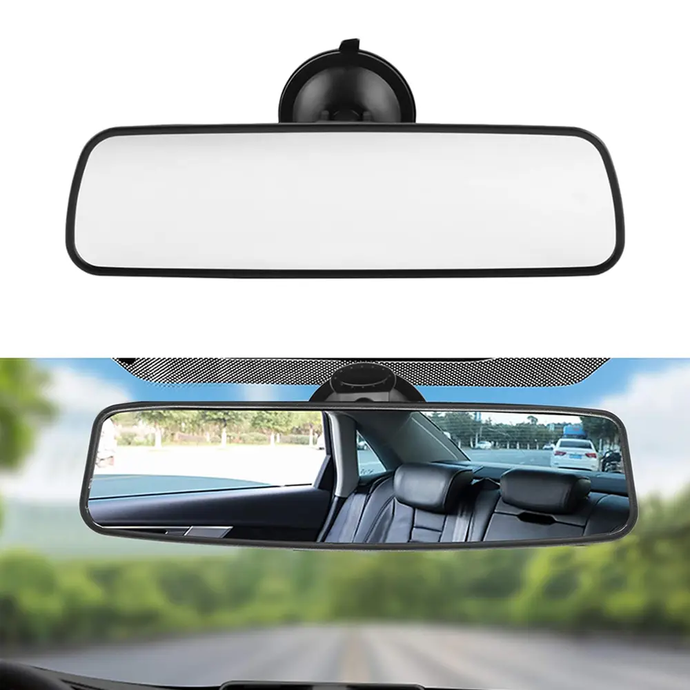 1-Piece HD Glass Car Rearview Mirror, Adjustable Auto Replacement Part with Glare Reduction, Easy-Install Suction Cup, Adjustable Clip & Eye-Friendly Design