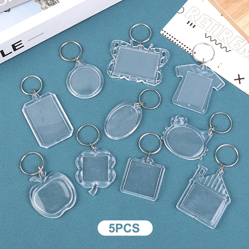 5pcs Blank Po Frame Keychain Clear Acrylic Keyring Insert Po Split Key Pendant DIY Key Holder Couple Anniversary Gifts