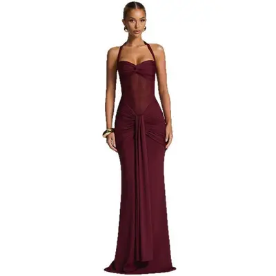 chinese dress ladies Mac Duggal Women's Disc Embellished Sequin Gown with Feather Detail main image 1
