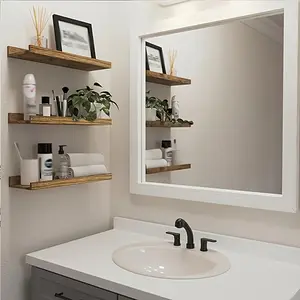 Rustic Wooden Floating Shelf, Multi-Layer Wall-Mounted Storage Rack, Wall Shelf Unit, Antique Wood Finish, Perfect for Bathroom, Living Room, Kitchen, Bedroom, Office Decor, Wall Mounted Organizer