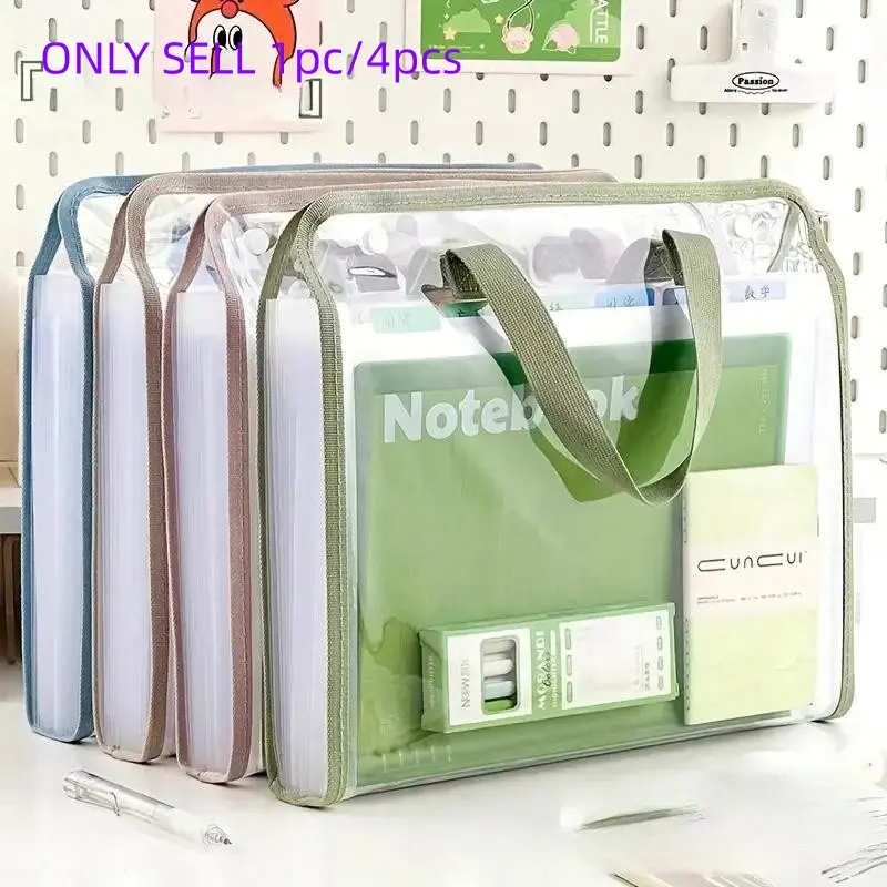 Large Capacity A4 Vertical File Organizer, Documents Organizer, 1pc Multi-pocket Expanding Document Holder, Waterproof Durable Plastic File Folder, Office Supplies for Students & Workers