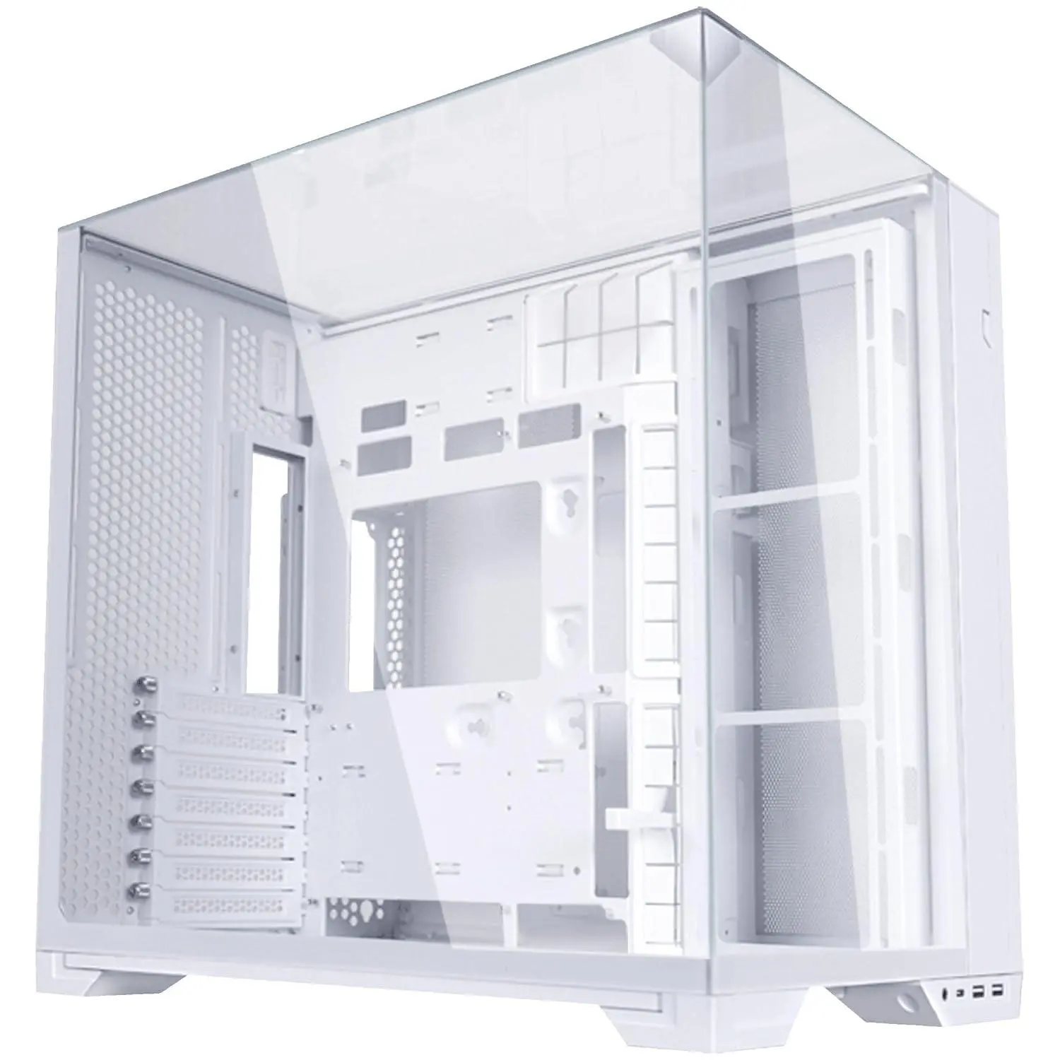 Lian Li O11 Vision Compact ATX Mid-Tower Gamer Aesthetic PC Case - Aluminium, Tempered Glass White Desktop Gaming Component