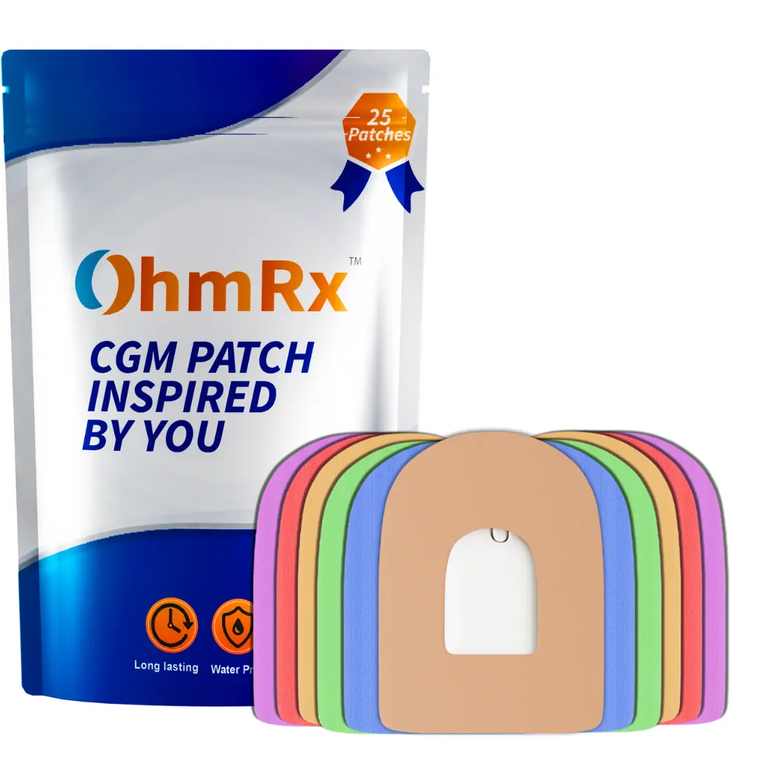 OhmRx Omnipod Adhesive Patches - Waterproof & Sweatproof, 25-Pack, Multicolor Overpatch for Dash, Classic, and OmniPod 5
