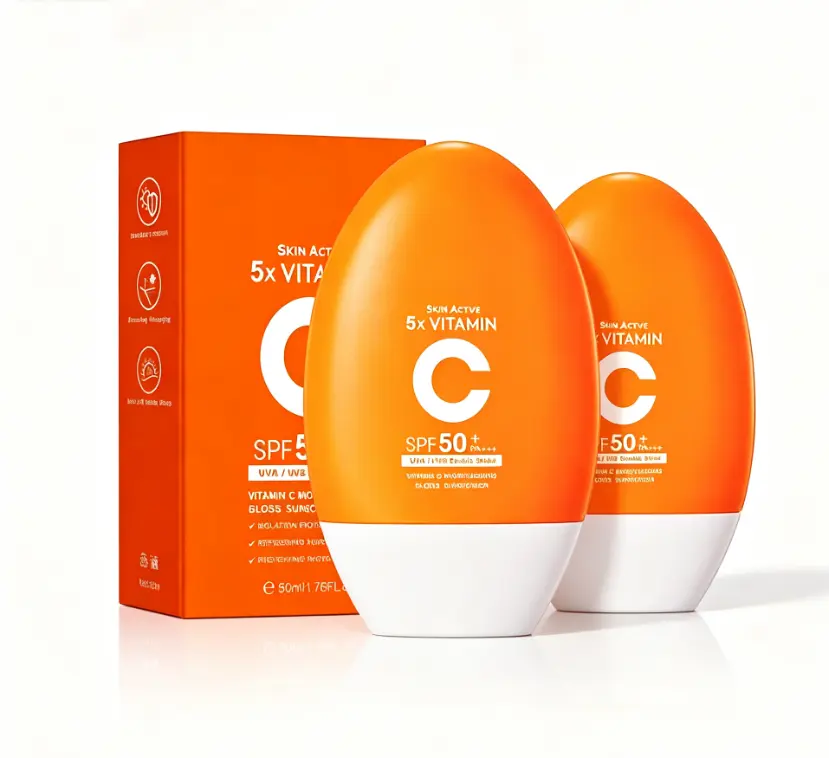 Vitamin C Moisturizing Sunscreen Lotion, SPF50+, UVA-UVB Double Protection, Refreshing Body Sunscreen Sheer Sensitive Sunscreen Spray