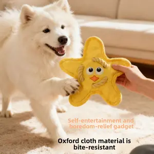 Durable Oxford Flying Disc with Rope Handle - Squeaky Crinkle Dog Frisbee for Outdoor Fetch, Soft Heavy-Duty Cloth Flyer for Training & Chewing, Weather-Resistant Interactive Toy for Medium to Large Breeds
