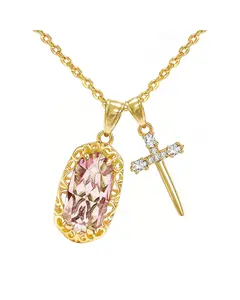 Birthstone Necklace for Women,  Paperclip Stackable Cross Necklaces, 18K Gold Plated Dainty Cubic Zirconia Charm Necklace，Non Tarnish, Birthday Mothers Day Gifts for Women