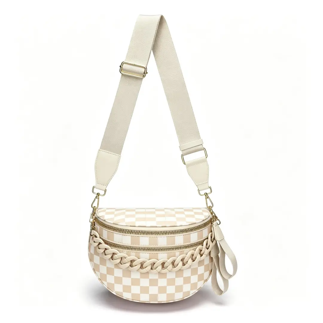 Checkered Crossbody Bag Checkered Crossbody Bag Bum Bag for Women Checkered Purse Fanny Packs Belt Bag Nylon Sling Bags